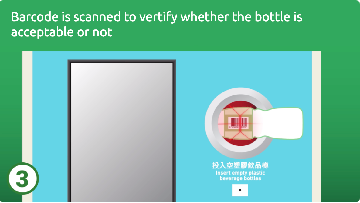 Barcode is scanned to verify whether the bottle is acceptable or not